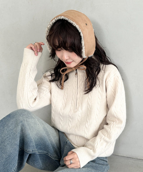 ボアスエード紐付きイヤーマフ/耳当て | CL6254018 | キャメル