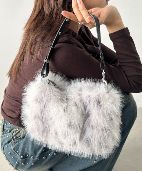 レオパードフェイクファーショルダーバッグ | BA1256055 | ブラック