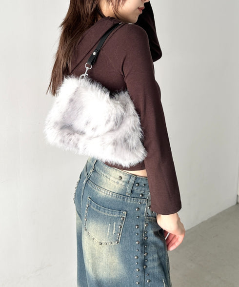 レオパードフェイクファーショルダーバッグ | BA1256055 | ブラック