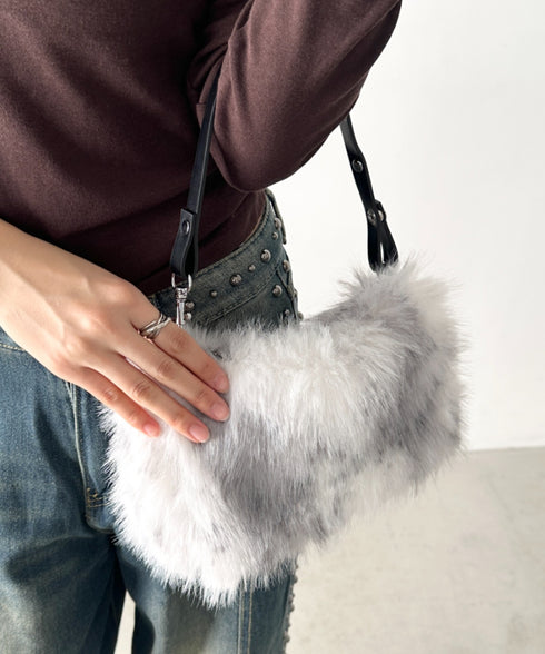 レオパードフェイクファーショルダーバッグ | BA1256055 | ブラック