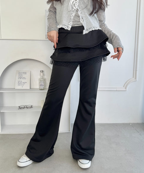 チュールドッキングフリルフレアパンツ | SL2256125 | ブラック