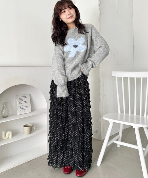 ドットフリフリボリュームロングスカート | SL2256126 | ブラック