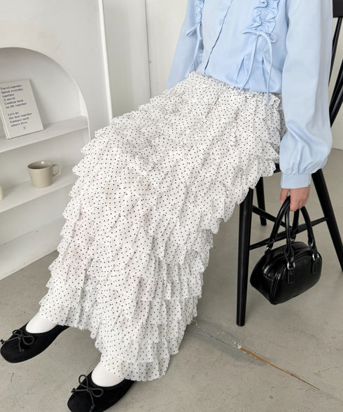 ドットフリフリボリュームロングスカート | SL2256126 | ホワイト