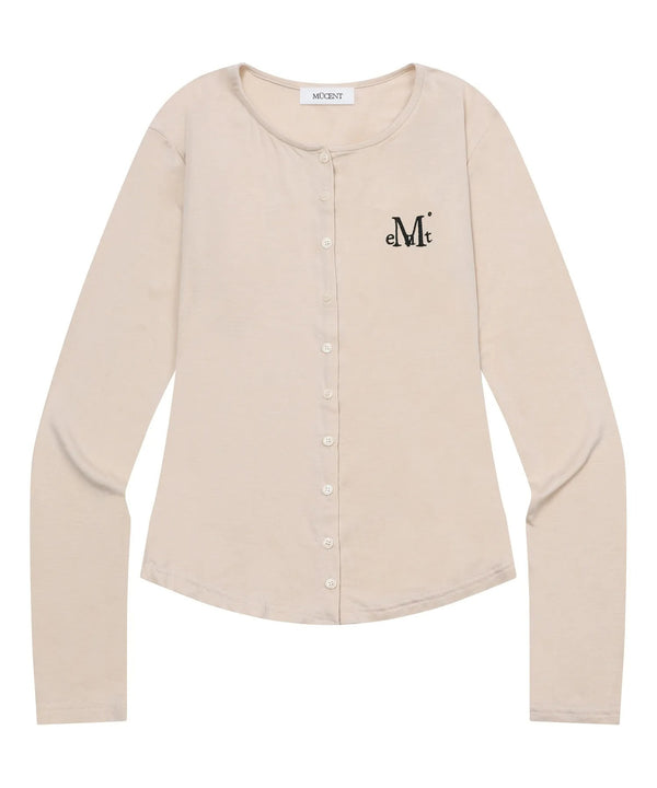 MUCENT(ムセント)/スリム フィット ラウンドネック カーディガン/ANZ SLIM FIT R-NECK CARDIGAN | AT2254056 | ベージュ