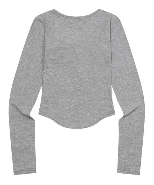 MUCENT(ムセント)/Uネック 裾ラウンド スナップボタン カットソー/HARING SIGNATURE LOGO SNAP BUTTON U NECK T | AT2254058 | グレー