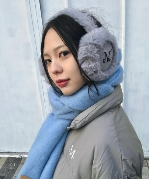 MUCENT(ムセント)/刺しゅう入り 折り畳み式 ムートン ファー イヤーマフ/BEAR FUR EARMUFF | AT6254059 | グレー