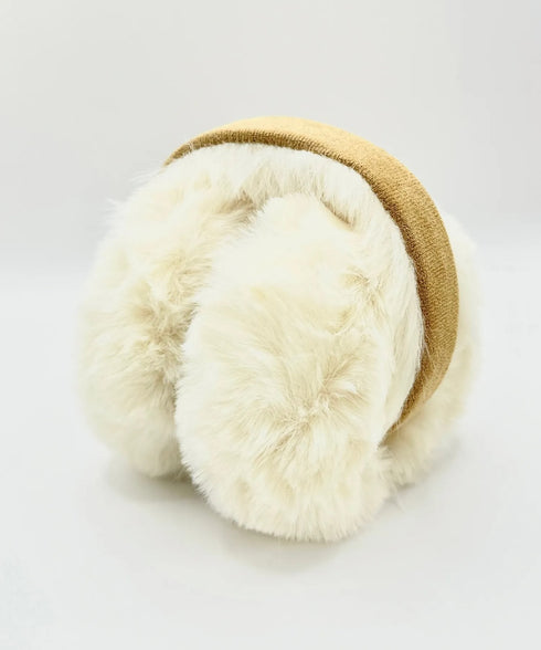 MUCENT(ムセント)/刺しゅう入り 折り畳み式 ムートン ファー イヤーマフ/BEAR FUR EARMUFF | AT6254059 | キャメル