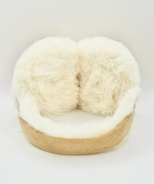 MUCENT(ムセント)/刺しゅう入り 折り畳み式 ムートン ファー イヤーマフ/BEAR FUR EARMUFF | AT6254059 | キャメル