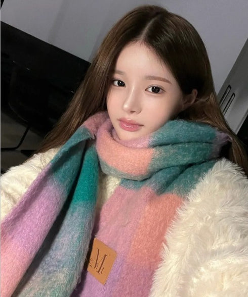 MUCENT(ムセント)/ボリューム フリンジ マフラー ロゴパッチ付き/SIGNATURE MUFFLER | AT6254043 | グリーン系その他