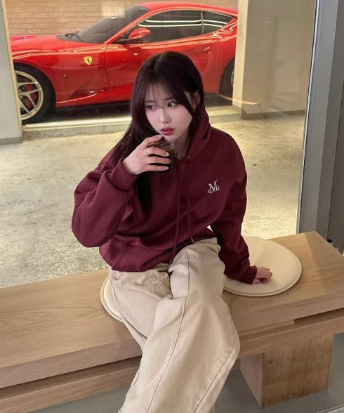 MUCENT(ムセント)/ロゴ刺繍 ベーシック フーディ パーカー/SIGNATURE BASIC LOGO HOOD T | AT2254044 | バーガンディー