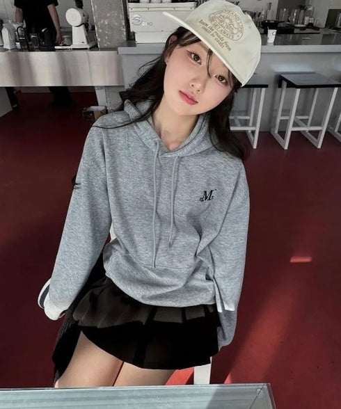 MUCENT(ムセント)/ロゴ刺繍 ベーシック フーディ パーカー/SIGNATURE BASIC LOGO HOOD T | AT2254044 | グレー