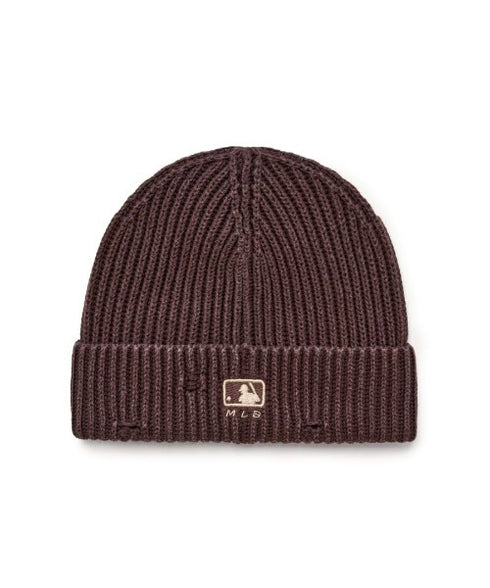 MLB KOREA(エムエルビーコリア)/ヴィンテージ ロゴ ダメージ ビーニー ニット帽/Vintage basic mid beanie | AT5254049 | ブラウン