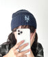 MLB KOREA(エムエルビーコリア)/ヴィンテージ ロゴ ダメージ ビーニー ニット帽/Vintage basic mid beanie | AT5254049 | ネイビー