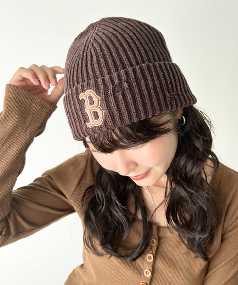 MLB KOREA(エムエルビーコリア)/ヴィンテージ ロゴ ダメージ ビーニー ニット帽/Vintage basic mid beanie | AT5254049 | ブラウン