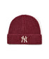 MLB KOREA(エムエルビーコリア)/ヴィンテージ ロゴ ダメージ ビーニー ニット帽/Vintage basic mid beanie | AT5254049 | ワインレッド