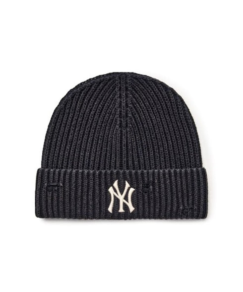 MLB KOREA(エムエルビーコリア)/ヴィンテージ ロゴ ダメージ ビーニー ニット帽/Vintage basic mid beanie | AT5254049 | ブラック