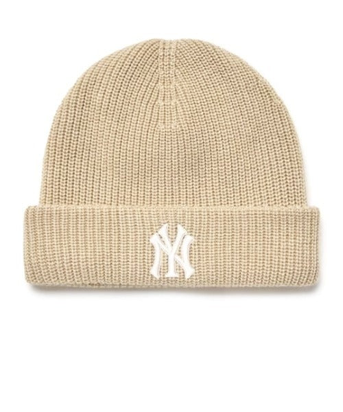 MLB KOREA(エムエルビーコリア)/ロゴ刺繍ビーニー ニット帽/New jelly mid-binnie | AT5254050 | ベージュ