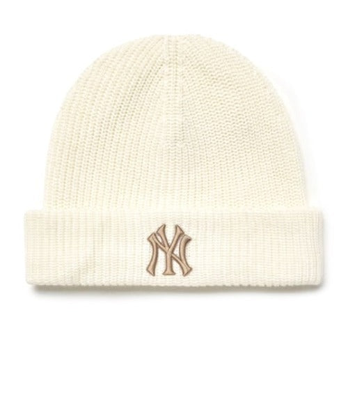 MLB KOREA(エムエルビーコリア)/ロゴ刺繍ビーニー ニット帽/New jelly mid-binnie | AT5254050 | クリーム