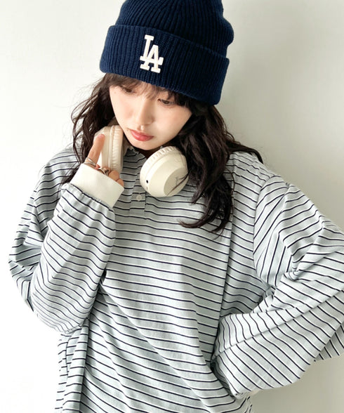 MLB KOREA(エムエルビーコリア)/ロゴ刺繍ビーニー ニット帽/New jelly mid-binnie | AT5254050 | ネイビー