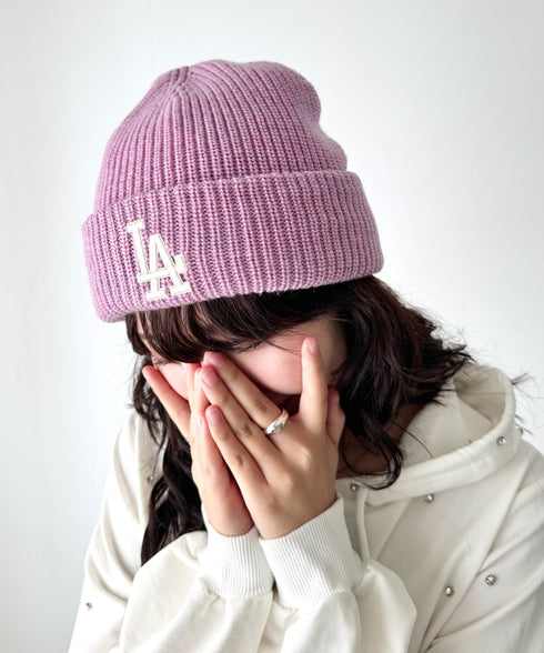 MLB KOREA(エムエルビーコリア)/ロゴ刺繍ビーニー ニット帽/New jelly mid-binnie | AT5254050 | ピンク