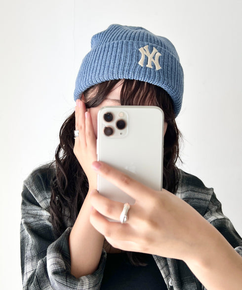 MLB KOREA(エムエルビーコリア)/ロゴ刺繍ビーニー ニット帽/New jelly mid-binnie | AT5254050 | ブルー