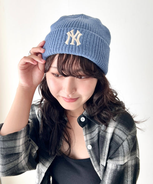 MLB KOREA(エムエルビーコリア)/ロゴ刺繍ビーニー ニット帽/New jelly mid-binnie | AT5254050 | ブルー