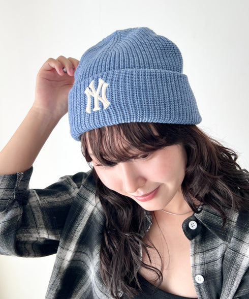 MLB KOREA(エムエルビーコリア)/ロゴ刺繍ビーニー ニット帽/New jelly mid-binnie | AT5254050 | ブルー