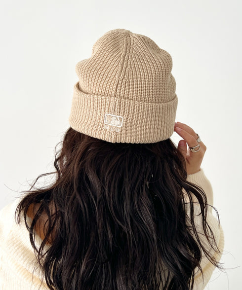MLB KOREA(エムエルビーコリア)/ロゴ刺繍ビーニー ニット帽/New jelly mid-binnie | AT5254050 | ベージュ