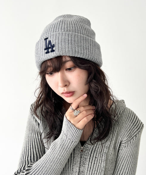 MLB KOREA(エムエルビーコリア)/ロゴ刺繍ビーニー ニット帽/New jelly mid-binnie | AT5254050 | グレー