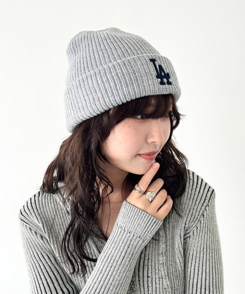 MLB KOREA(エムエルビーコリア)/ロゴ刺繍ビーニー ニット帽/New jelly mid-binnie | AT5254050 | グレー