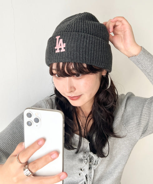 MLB KOREA(エムエルビーコリア)/ロゴ刺繍ビーニー ニット帽/New jelly mid-binnie | AT5254050 | チャコールグレー