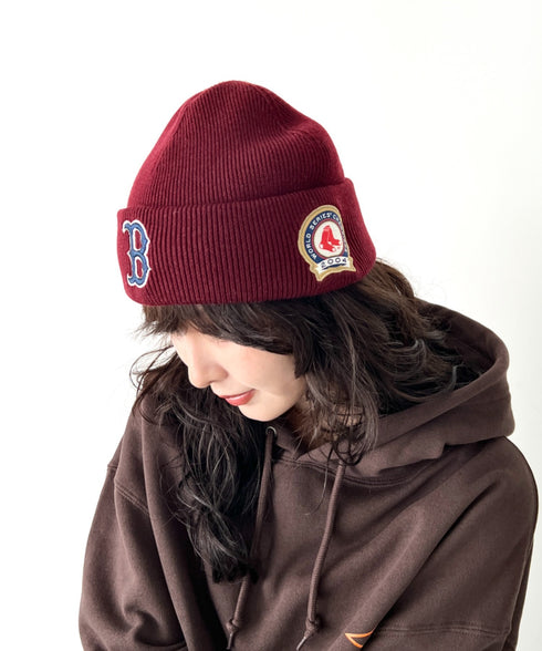 MLB KOREA(エムエルビーコリア)/ロゴパッチ ワッペン ビーニー ニット帽/Patch beanie | AT5254051 | ワインレッド