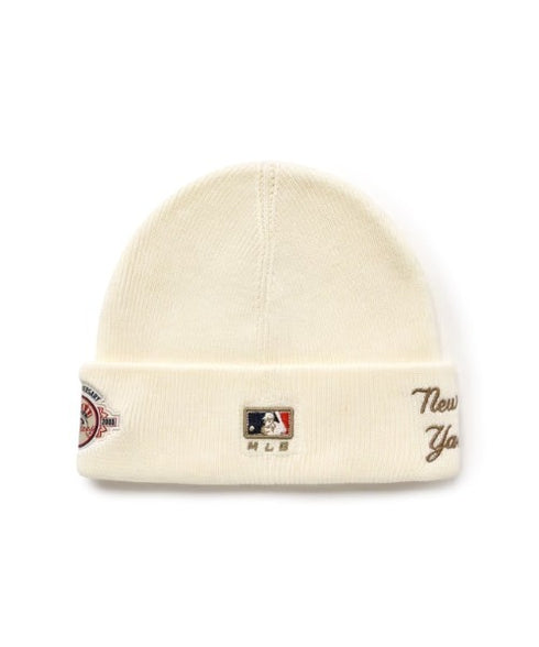 MLB KOREA(エムエルビーコリア)/ロゴパッチ ワッペン ビーニー ニット帽/Patch beanie | AT5254051 | クリーム