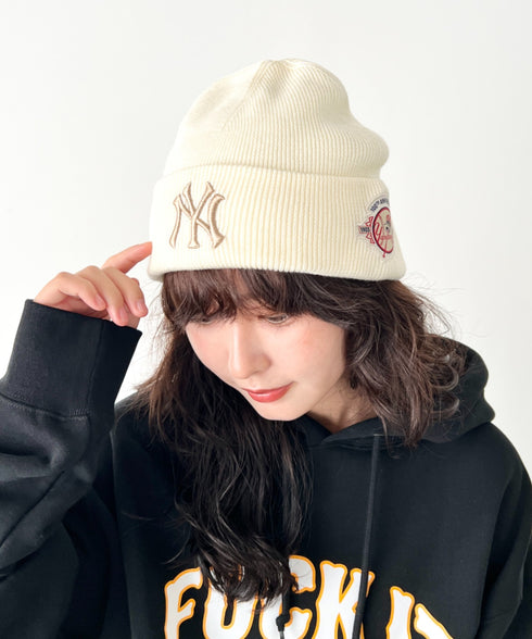MLB KOREA(エムエルビーコリア)/ロゴパッチ ワッペン ビーニー ニット帽/Patch beanie | AT5254051 | クリーム