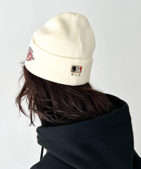MLB KOREA(エムエルビーコリア)/ロゴパッチ ワッペン ビーニー ニット帽/Patch beanie | AT5254051 | クリーム