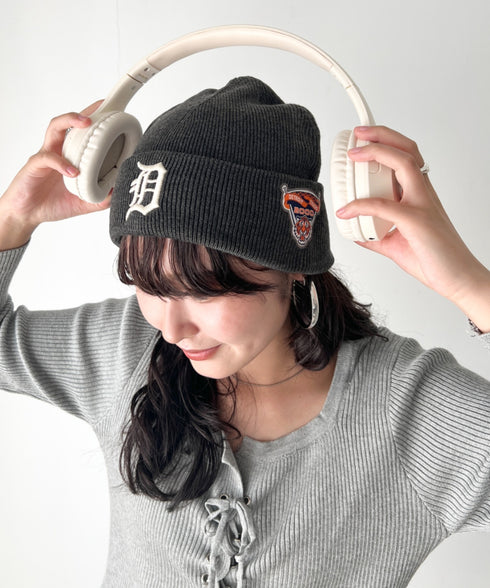 MLB KOREA(エムエルビーコリア)/ロゴパッチ ワッペン ビーニー ニット帽/Patch beanie | AT5254051 | チャコールグレー