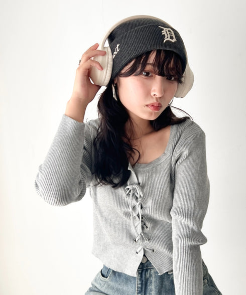 MLB KOREA(エムエルビーコリア)/ロゴパッチ ワッペン ビーニー ニット帽/Patch beanie | AT5254051 | チャコールグレー