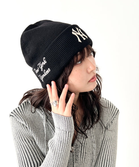 MLB KOREA(エムエルビーコリア)/ロゴパッチ ワッペン ビーニー ニット帽/Patch beanie | AT5254051 | ブラック