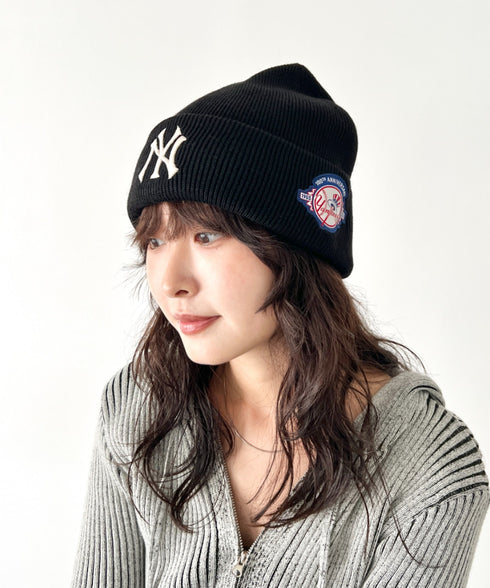 MLB KOREA(エムエルビーコリア)/ロゴパッチ ワッペン ビーニー ニット帽/Patch beanie | AT5254051 | ブラック