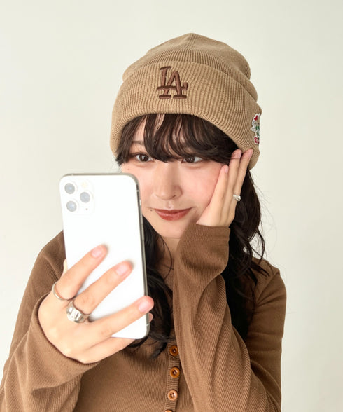 MLB KOREA(エムエルビーコリア)/ロゴパッチ ワッペン ビーニー ニット帽/Patch beanie | AT5254051 | ベージュ