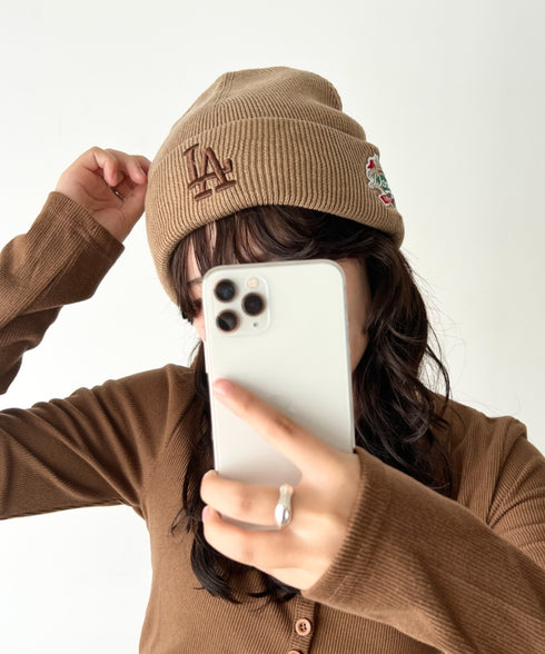 MLB KOREA(エムエルビーコリア)/ロゴパッチ ワッペン ビーニー ニット帽/Patch beanie | AT5254051 | ベージュ