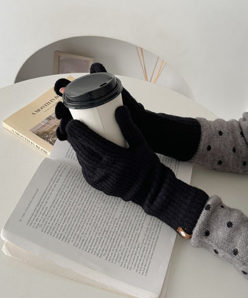 【10色展開】ユニセックススマホ対応ニット手袋 | CL6254022 | ブラック