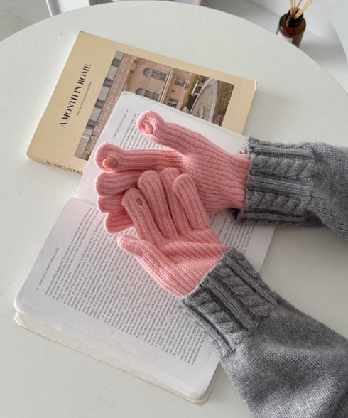 【10色展開】ユニセックススマホ対応ニット手袋 | CL6254022 | ピンク