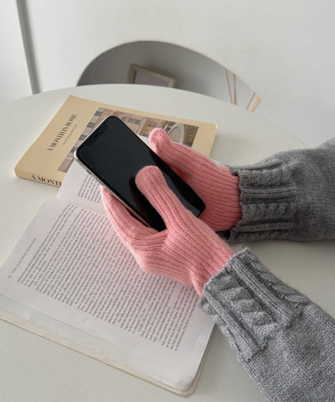 【10色展開】ユニセックススマホ対応ニット手袋 | CL6254022 | ピンク