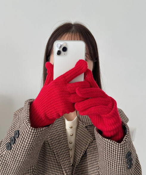 【10色展開】ユニセックススマホ対応ニット手袋 | CL6254022 | レッド