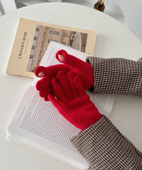 【10色展開】ユニセックススマホ対応ニット手袋 | CL6254022 | レッド