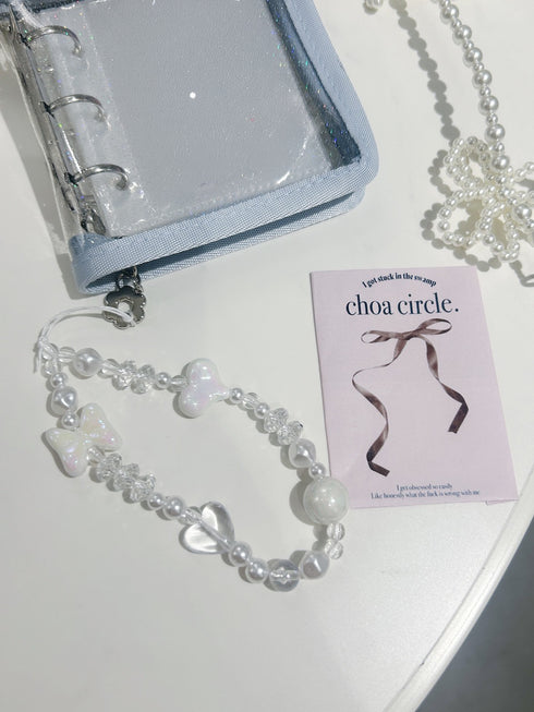 ハートリボンビーズストラップ | WO4241613 | ホワイト