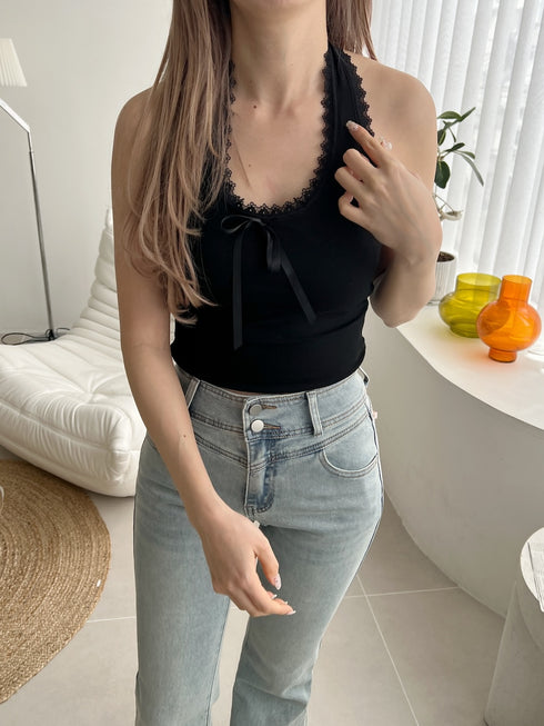 パッド付きレースタンクトップ | SL2252602 | ブラック