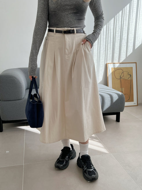 ベルト付きコーデュロイミディスカート | SL2244649 | アイボリー