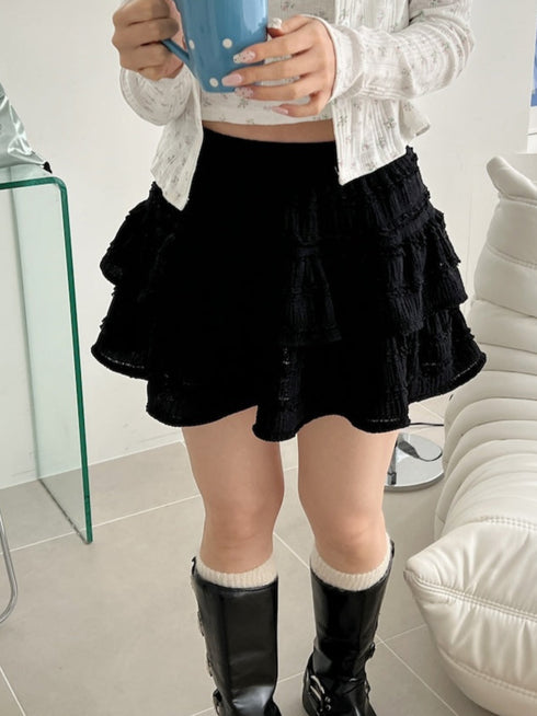 レースティアードミニスカート | SL2251614 | ブラック